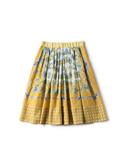 Chromos bouquet and dot print tuck skirt