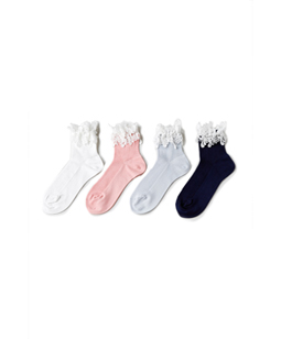 Flower lace crew socks