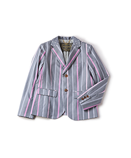 Ribbon stripe jacquard and dot jacquard jacket