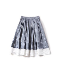 Dot jacquard organdy tuck skirt