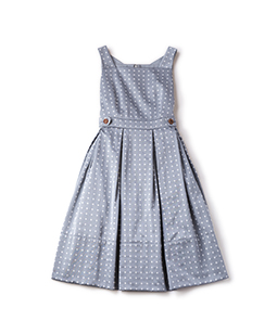 Dot jacquard back ribbon dress