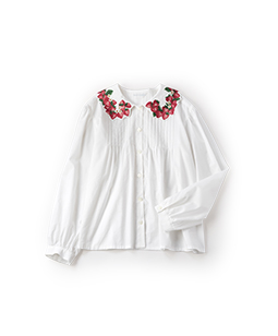 Strawberry decoupage collar blouse
