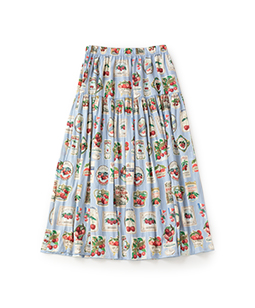 Cherry labels drop gather skirt