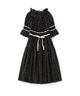 Random dot shirring dress