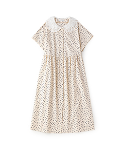 Random dot millefeuille lace collar dress