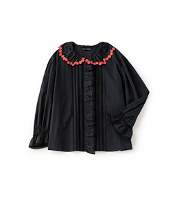 Cherry embroidery collar blouse