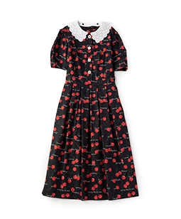 Skipping cherries lace collar dress