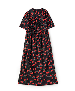 Skipping cherries ribbon shirring dress