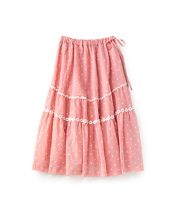 Sprinkled flowers lace trimming skirt　