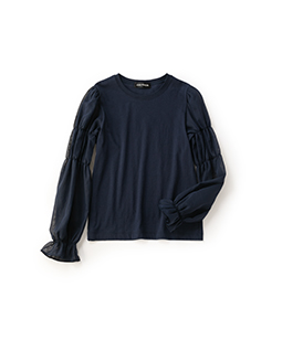 Shirring sleeve pullover