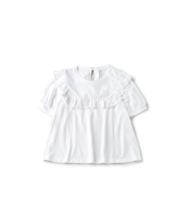 Soft T-cloth frill yoke pullover