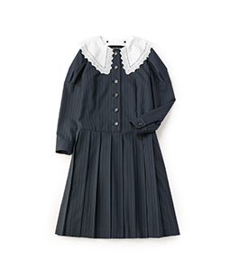 Bespoke stripe cape lace collar dress