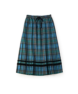 Tartan check tapered pleats skirt