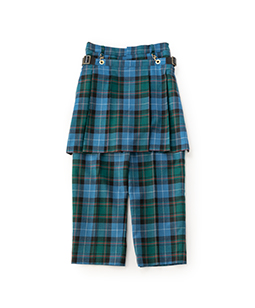 Wool tartan check kilt pants