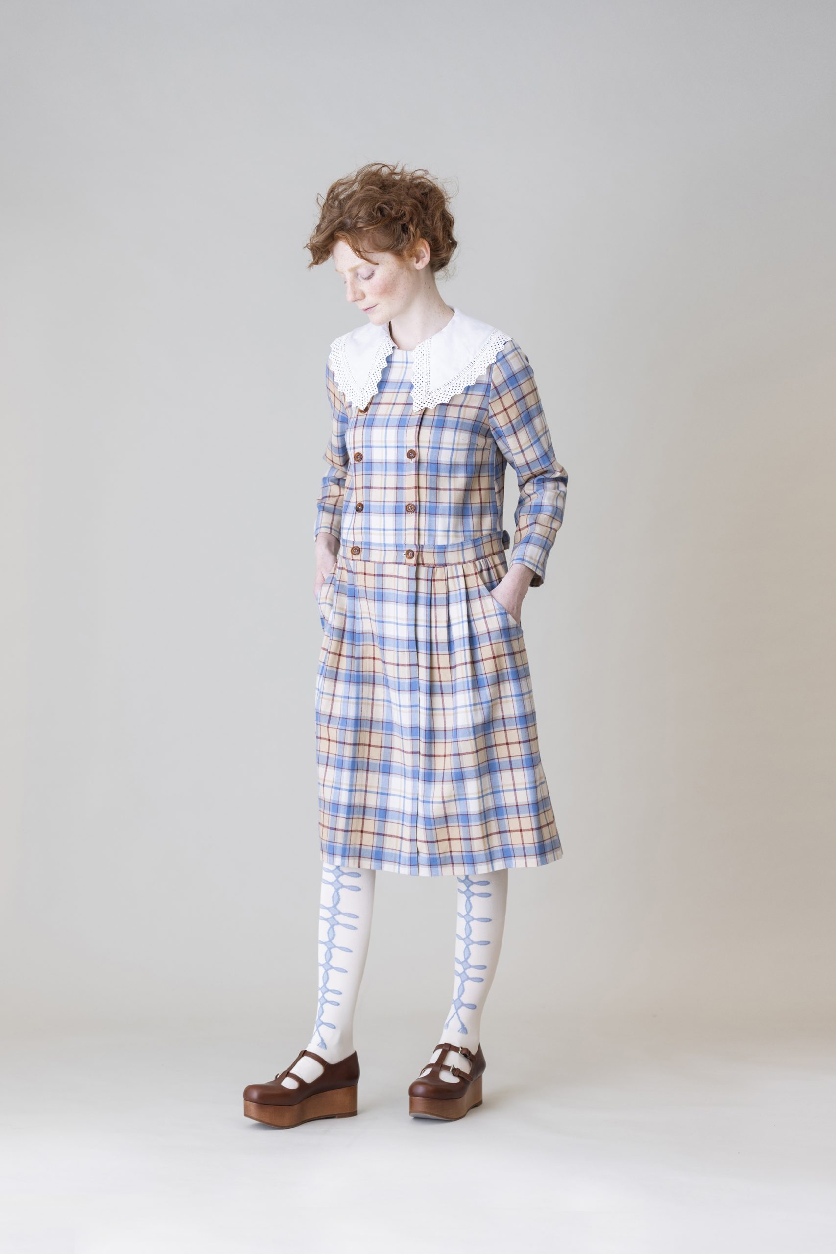 Jane Marple  Wool tartan check dress