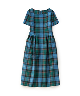 Wool tartan check tablier dress