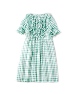 Sheer gingham check frill dress