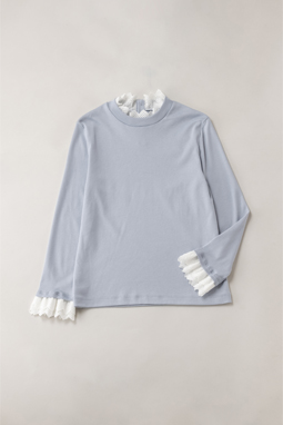 Royal-fraise lace frill pullover