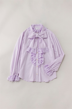 Organic lawn lace frill blouse