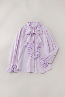 Organic lawn lace frill blouse