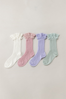 Crochet lace crew socks