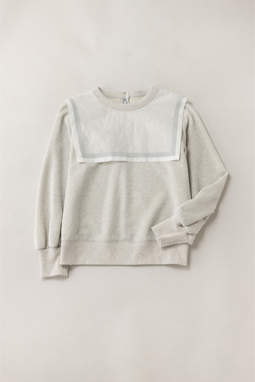 Shiny fleece marine collar sweatshirt