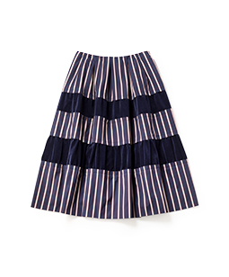 Satin stripe velvet skirt