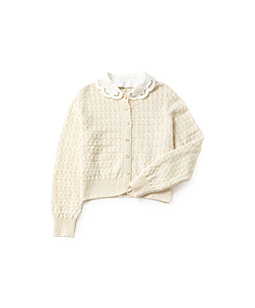 Baby knit EMB collar cardigan