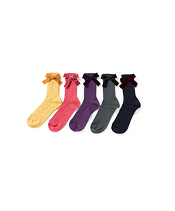 Side ribbon crew socks