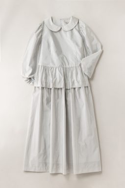 Crushed taffeta round collar dress