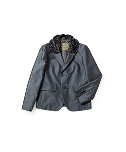 T/C herringbone frill collar jacket