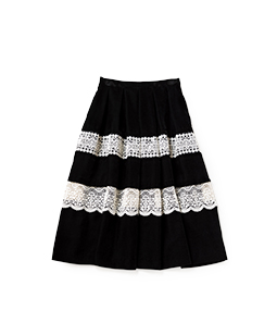 Chambray velvet lace skirt