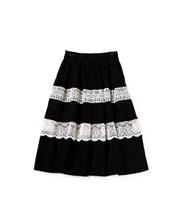 Chambray velvet lace skirt