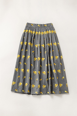 Tulle gingham&daisy tuck skirt