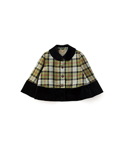 Tartan check velvet cape jacket