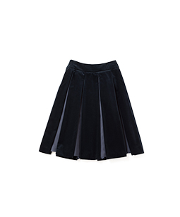 Cotton velvet satin gored skirt