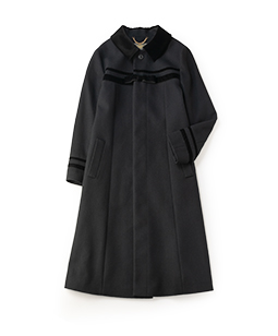 Royal melton velvet ribbon long coat