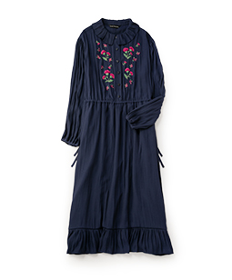 Crepe georgette･Thistle embroidery dress