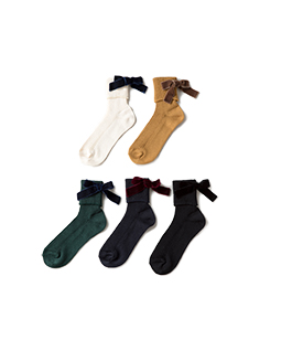 Back ribbon crew socks