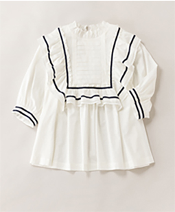 French marine frill-trimming blouse