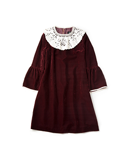 Vintage velvet cloth collar onepiece