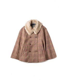 Big glencheck cape jacket