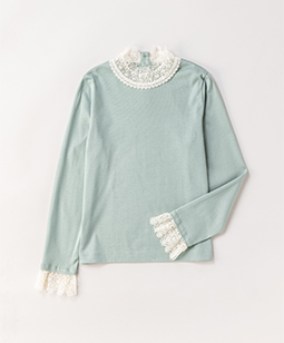 Royal-fraise lace collar pullover