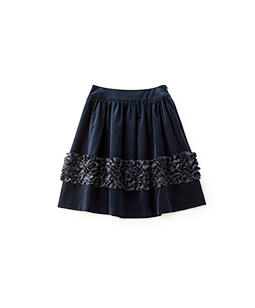 Cotton velvet mille-feuille frill skirt