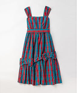 Memorial check drape ribbon dress