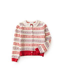 Cloche collar fair isle cardigan