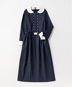 British stripe tea house dress