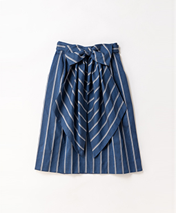 Regimental stripe bow-ribbon skirt