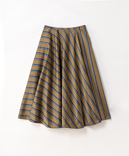 Regimental stripe circular skirt