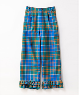 Tartan check frill hem pants